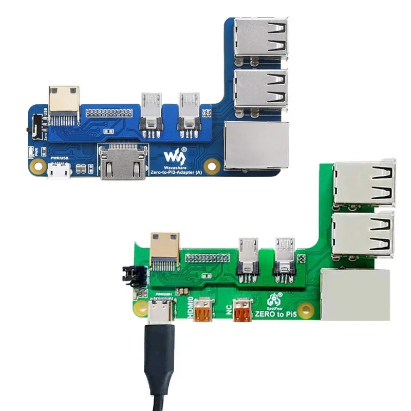 Adaptador de interfaz Raspberry Pi Zero 2w a 3B/4B Zero Pi0 USB HUB RJ45 HAT Zero-to-Pi3/Pi4/Pi5 Placa de expansión Waveshare