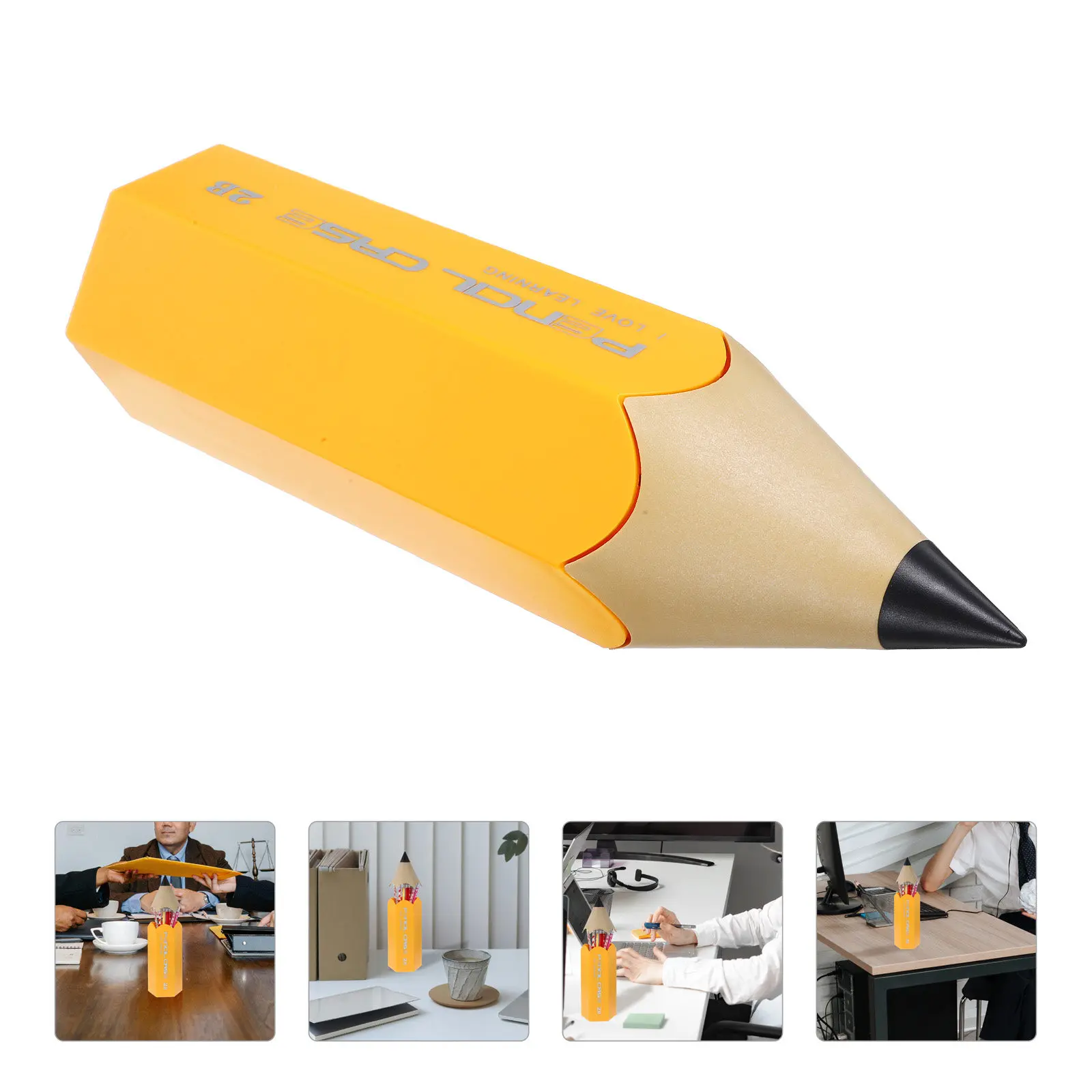 Pencil Shape Pen Holder Desktop Stationery Organizer Makeup Brush Holder Cup Pencil Dispenser Office Desk Makeup Brush Holders
