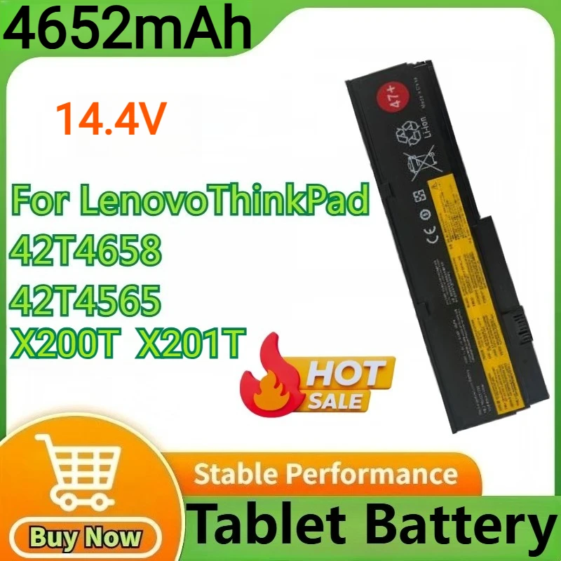 

14.4V 4652mAh Laptop Battery for Lenovo ThinkPad X200T Tablet X201T Series FRU 42T4658 42T4565 43R9257 Replacement Bateria