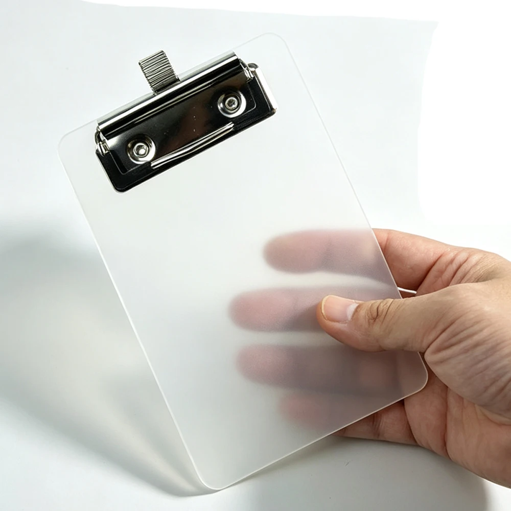 Mini Transparent Frosted Clipboard Portable Clear Small Writing Clip Folder with Pen Holder Memo Board