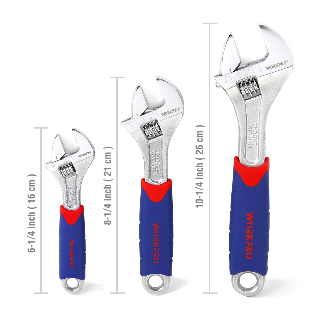 WORKPRO 3PCS Adjustbal Wrench Set With Comfort Handle Hand Tool DIY for Repair Car