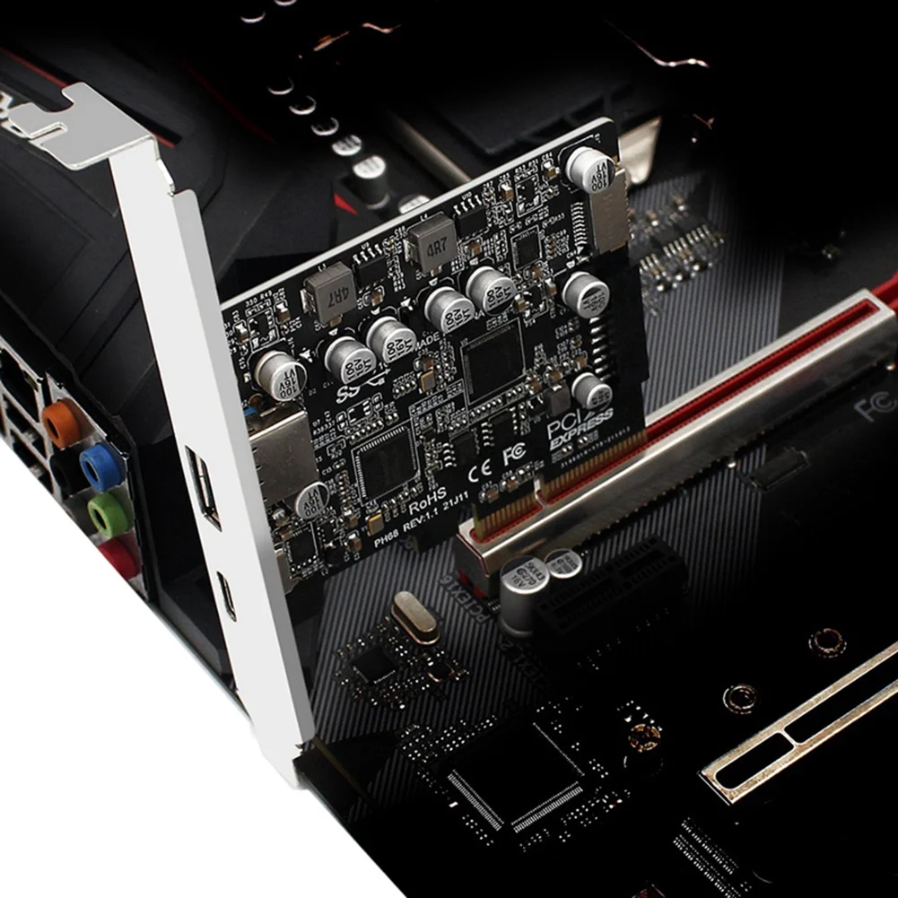 

A02R PCIE3.0 to USB3.2 a Port Type-C Front Type-E 19P/ 20P Full-Interface Expansion Card 10 Gbps High-Speed Adapter Card