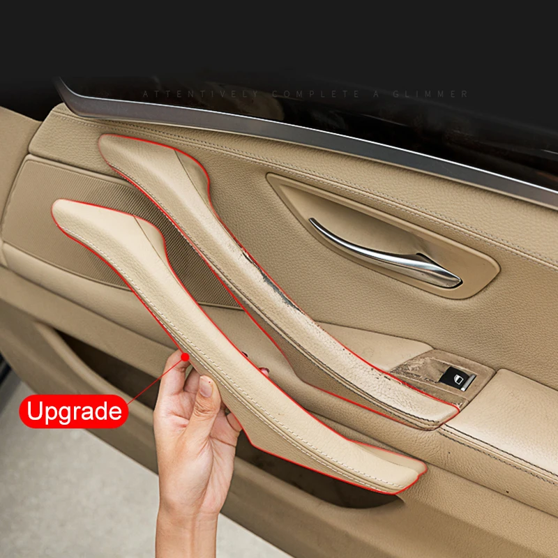 

3Pcs Car Interior Door Handle Genuine Leather Panel Pull Cover For BMW 5 Series F10 F11 F18 520 528 530 2010-2017 LHD RHD Parts