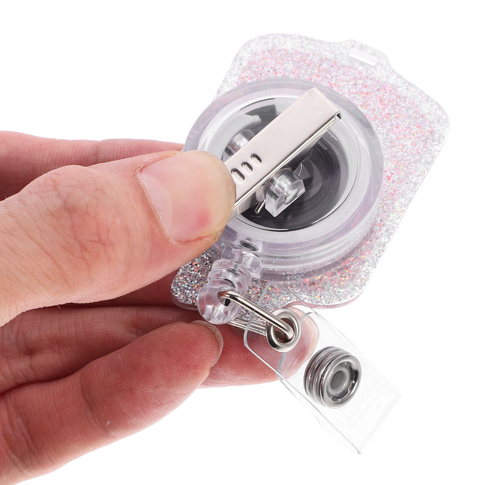 

Badge Reel Retractable Crocodile Clip Acrylic A Type Red Nurse Doctor Name Tag Holder Practical Multi Function