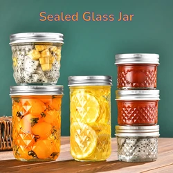 Mason Jar with Lid Glass Bottle High Temperature Resistant Easy to Clean Honey Food Sealed Glass Canning Food Storage Containers