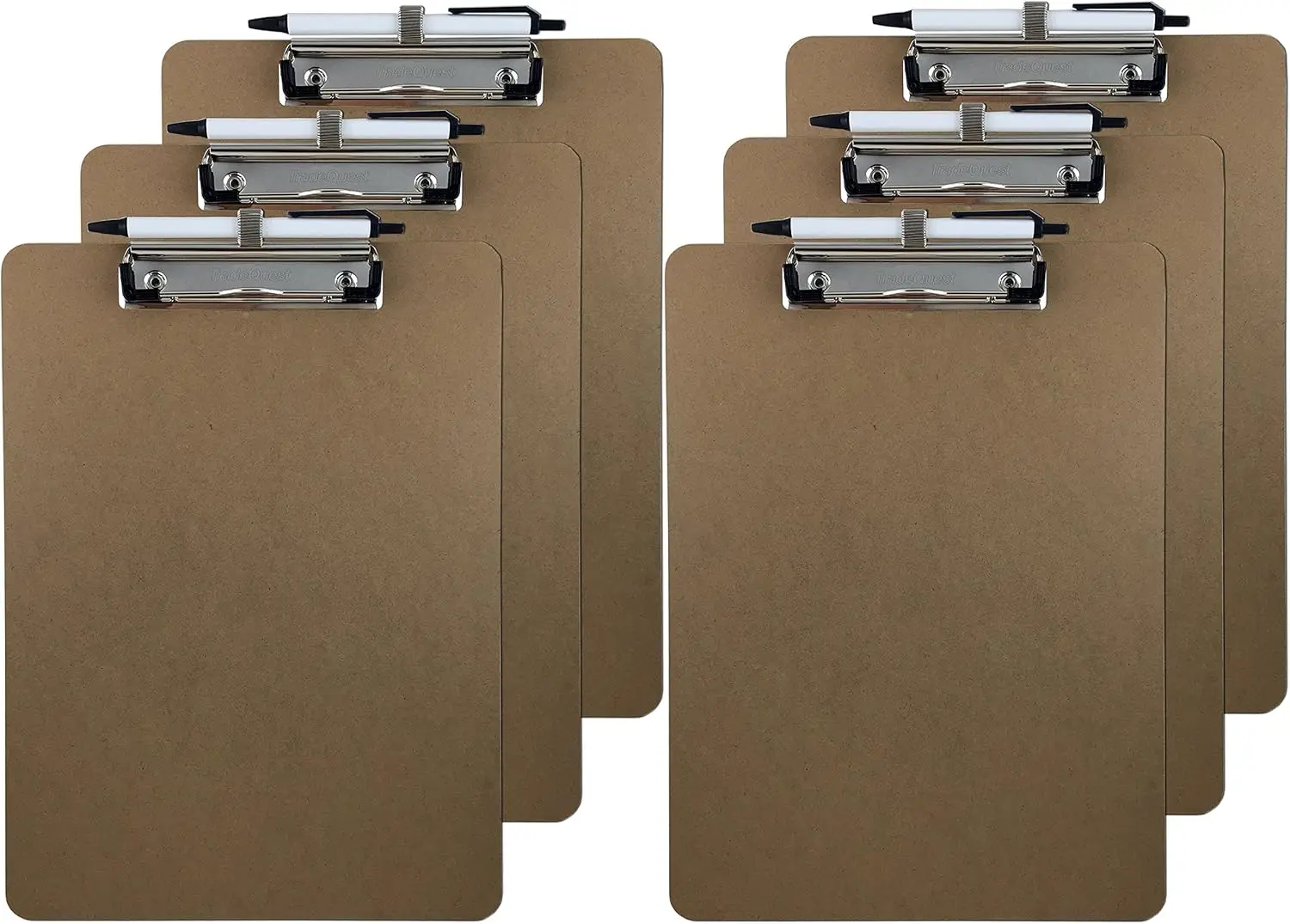 

Pen Holder Clipboard Letter Size Low Profile Clip Hardboard 6-Pack with Pen