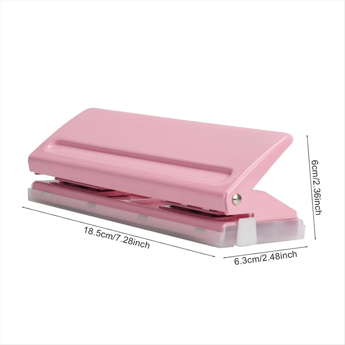 STOCK-Adjustable 6-Hole Punch - Metal Hole Puncher for A4/A5/A6, 6-Ring Binder Puncher, Non-Slip Base, with Ruler & Hole Guide