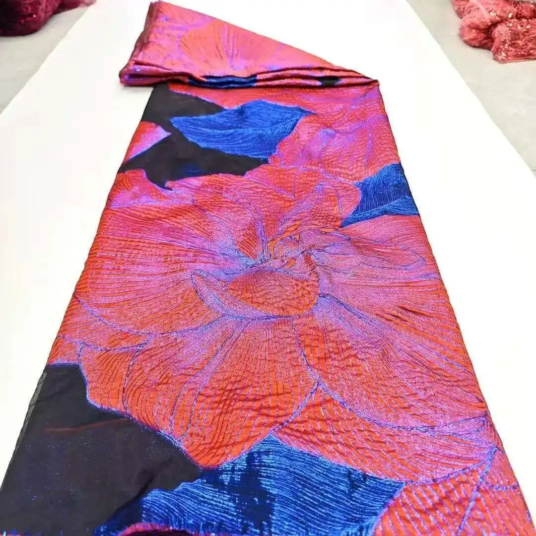 

African Nigerian High-Quality Tulle Lace Fabric Organza Embroidery Guipure for Party Gown Jacquard Wedding Dress 5Yard