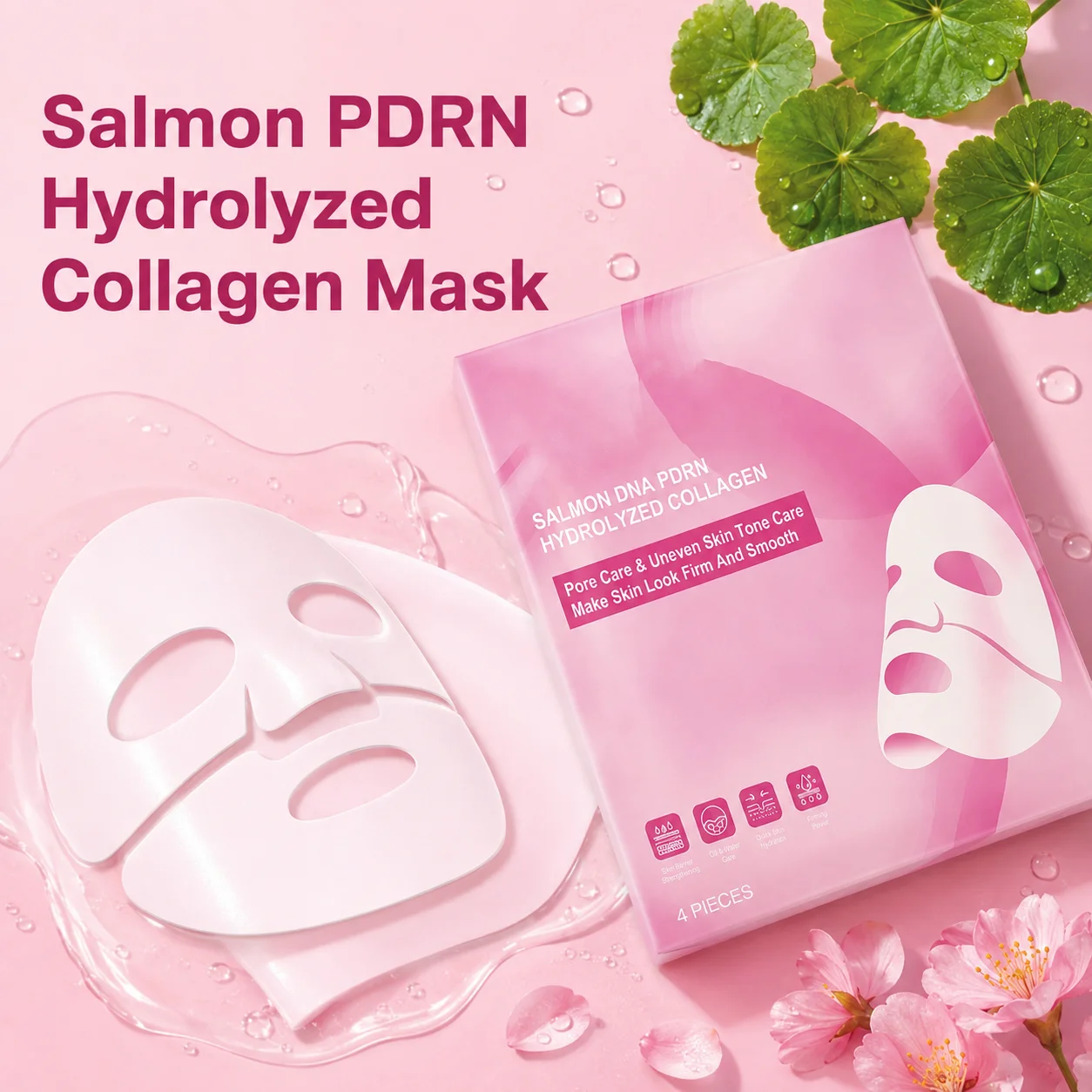 Salmon PDRN Collagen Facial Mask Korean Skin Care Gel Face Mask Lasting Hydrate Firming Smooth Skin Lifting Facial Elasticity