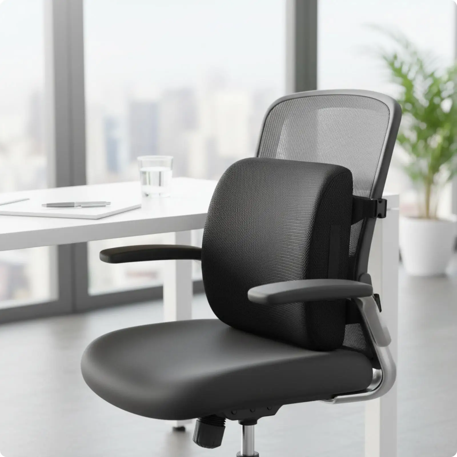 Comfortable Seat Cushion for Car and Office Chair Ergonomic Back Support Pad with Strap for Posture Correction