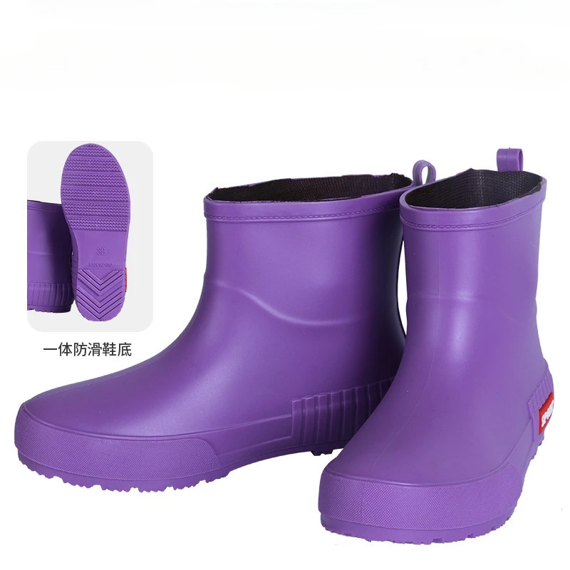 

Rain Boots Women's Four Seasons Fashion Outdoor Mid-tube Waterproof Non-slip Rubber Shoes Fashion Rain Boots with Cotton Cover