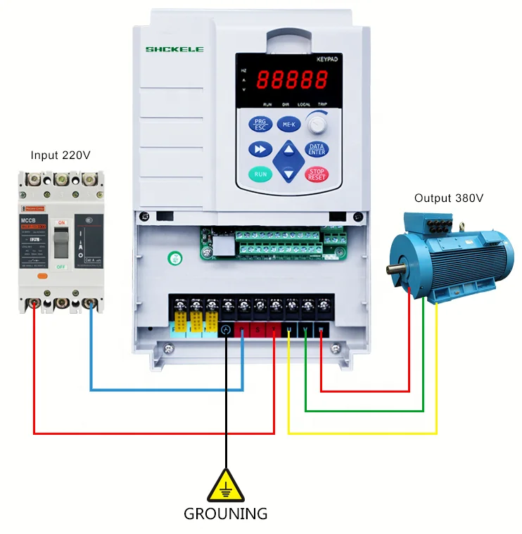 VFD Single Phase 220V Input To 3  380V Output 0.75KW  55KW Frequency Inverter For Sewage Pump Motor