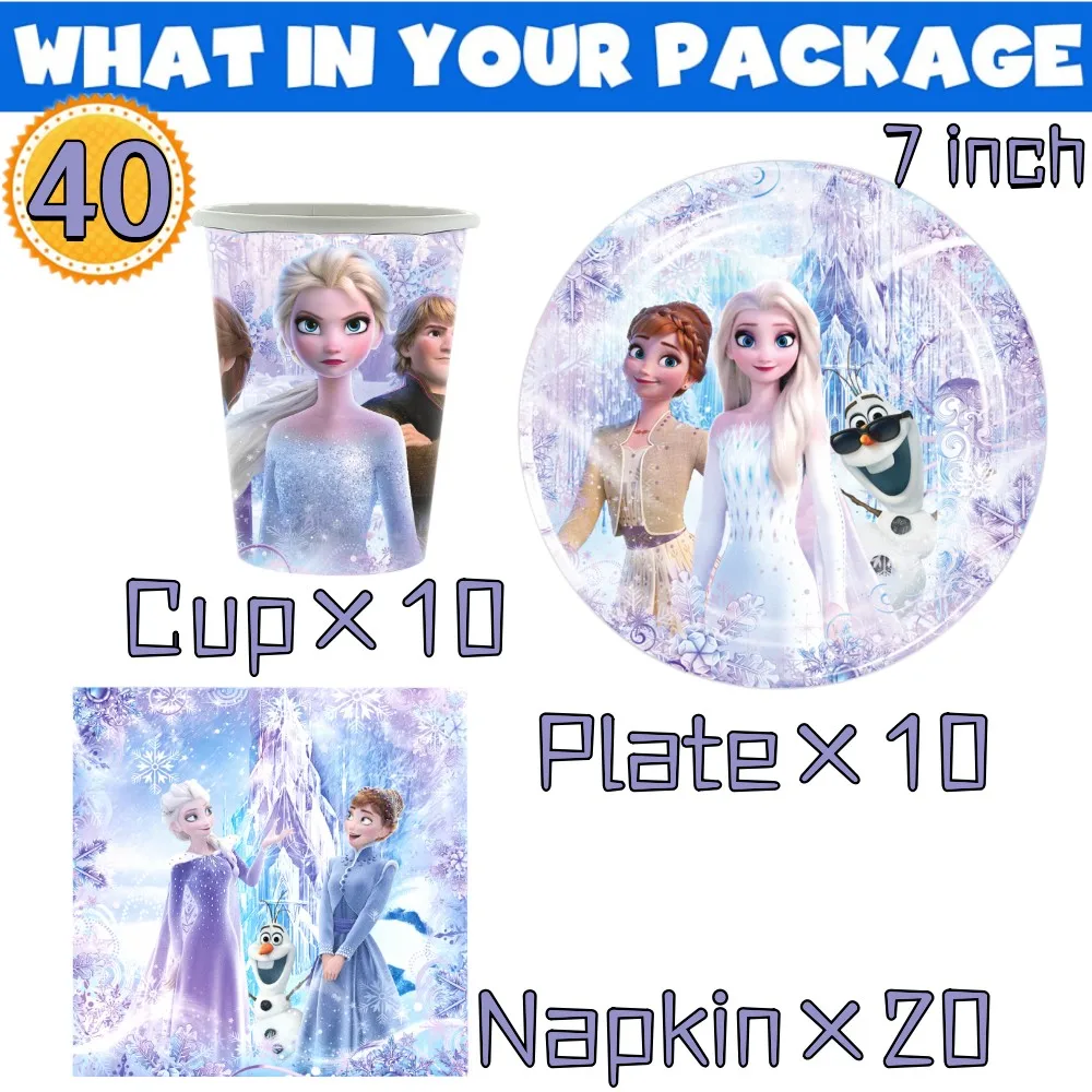 Frozen Elsa Anna Theme Kids Birthday Decoration Snow Queen Cup Plate Napkin Tableware Balloons Girls Birthday Party Supplies Set