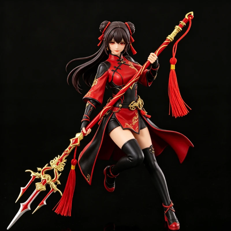 Red and Gold Chaos Spear Mini Replica Edition  Metal Trident Keychain, Gaming Collectible Sword Model,  Cosplay Prop / Toys Gift - view 5