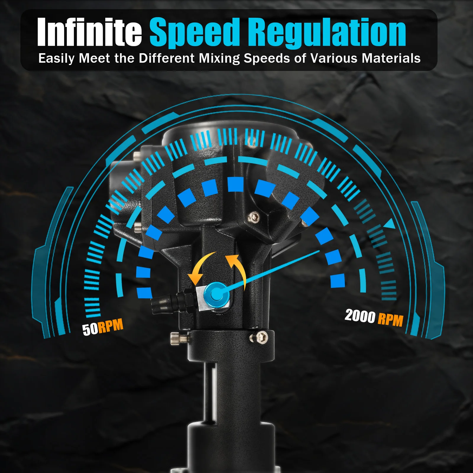 1/2 HP Power Pneumatic Mixer 2000 rpm Stepless Speed Regulation Raw Material Mixer for Mixing Dilution Dissolution