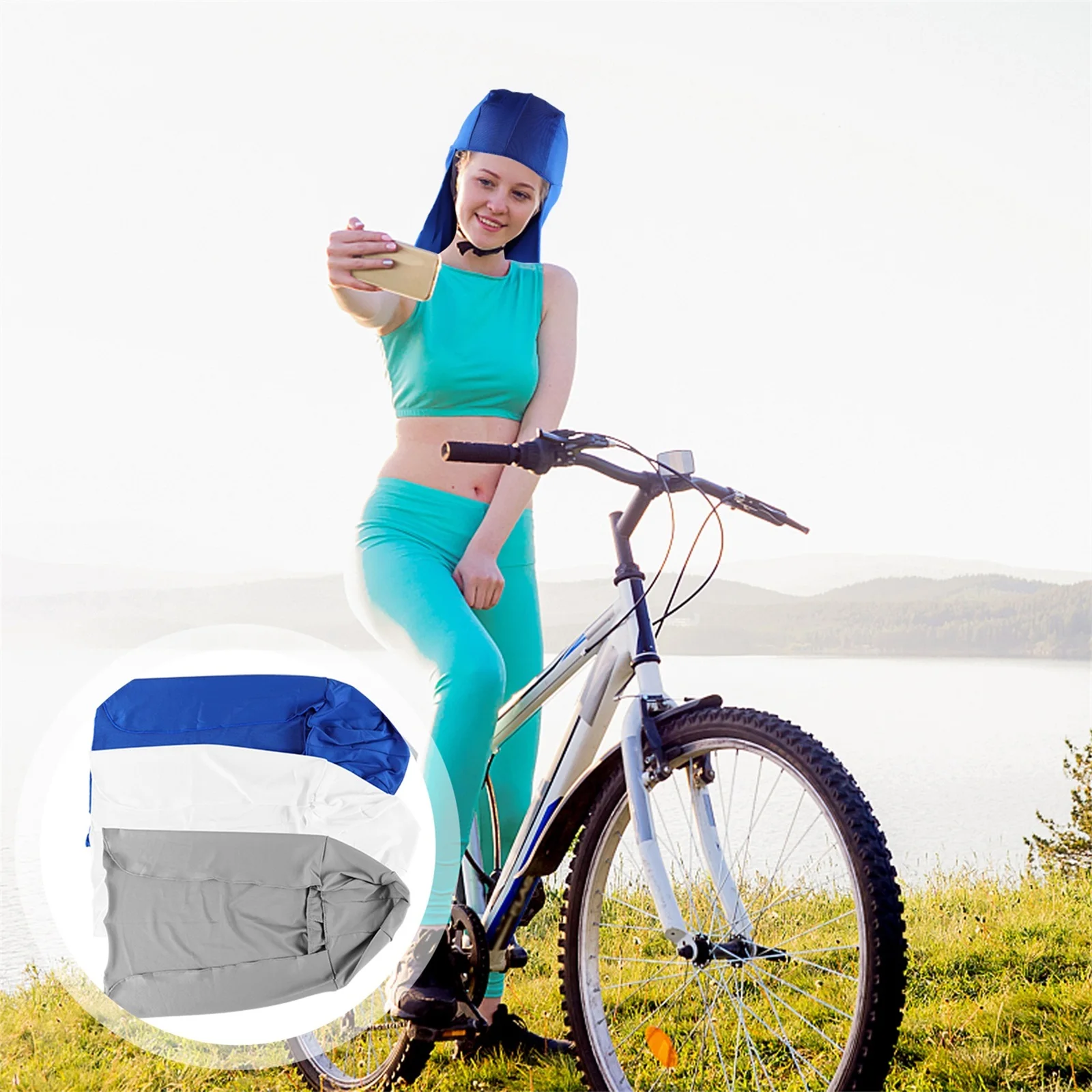 

3pcs Cycling Headscarf Hat Neck Cover Light Gray Blue One Size Fits Most Breathable Outdoor Sports Hat Sun