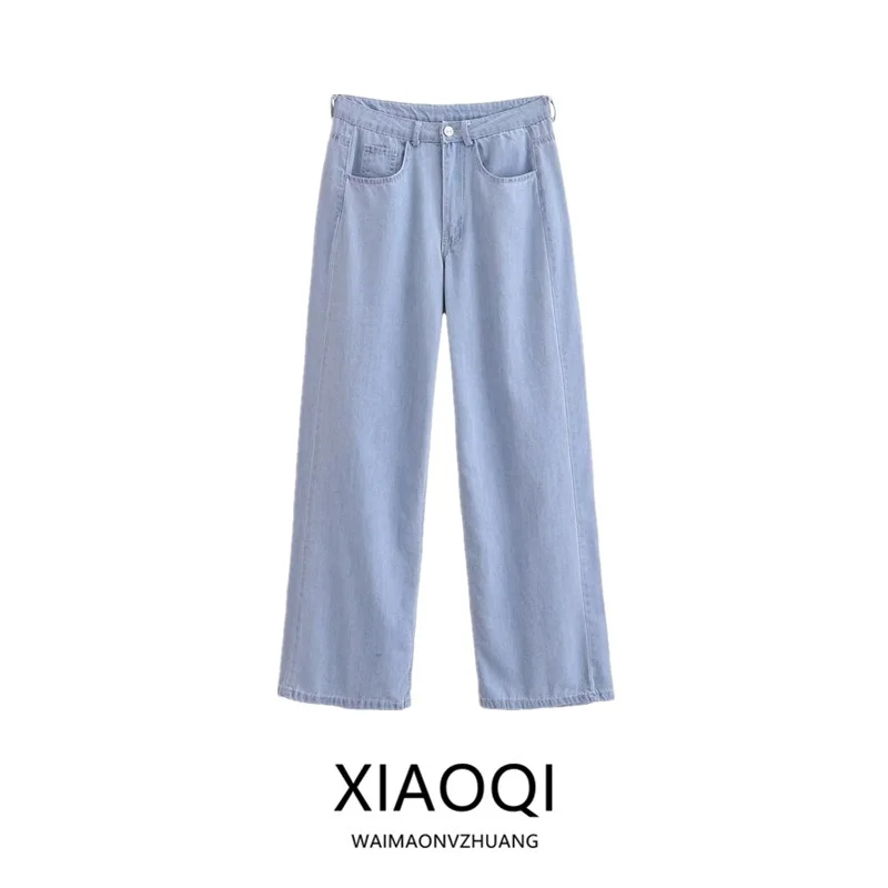 

Summer 2024 Women's Casual Comfortable Loose Wide Leg Pants Linen Blend Slimming mid Waist Long Trousers Faionable Versatile