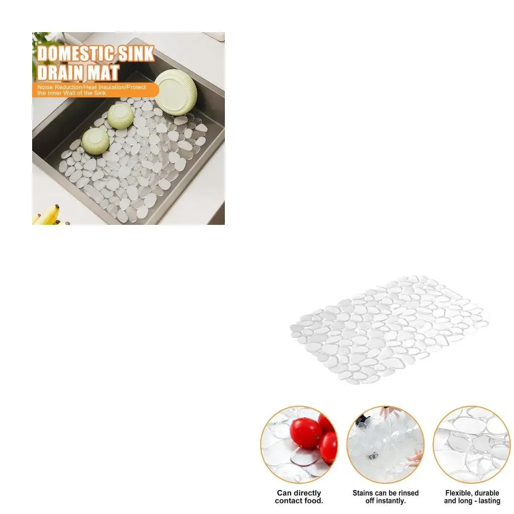 

652F 2PCS Hollows Stone Pattern Sink Pad Adjustable Silicone Mat for Dishes Vegetablee