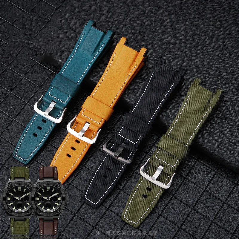 Echtes leder armband für casio GST-B100/S130/W300GL/400G/W330 GST-W120L/S120/W130L/S100/S110 armband herren armband 26mm