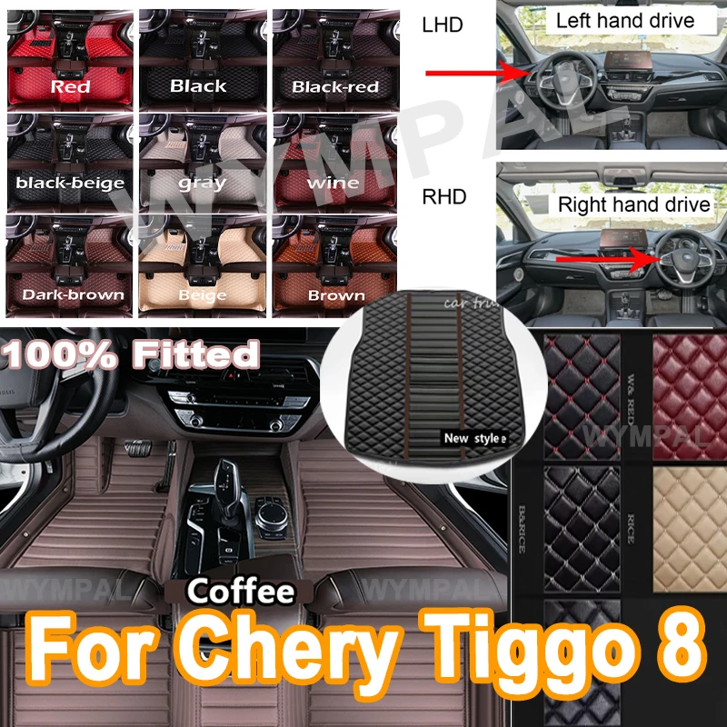 Luxury Custom Car Floor Mats For Chery Tiggo 8/ Tiggo 8 Pro Five Seats 2022 2023 Auto Foot Pads Automobile Cover Interior mats