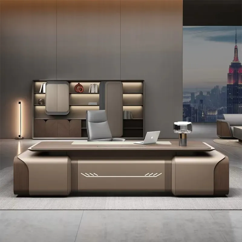 Hot Selling Modern Luxury Boss Desk Melamine Board Full Edge Sealing Custom Colors Executive CEO Office Desk