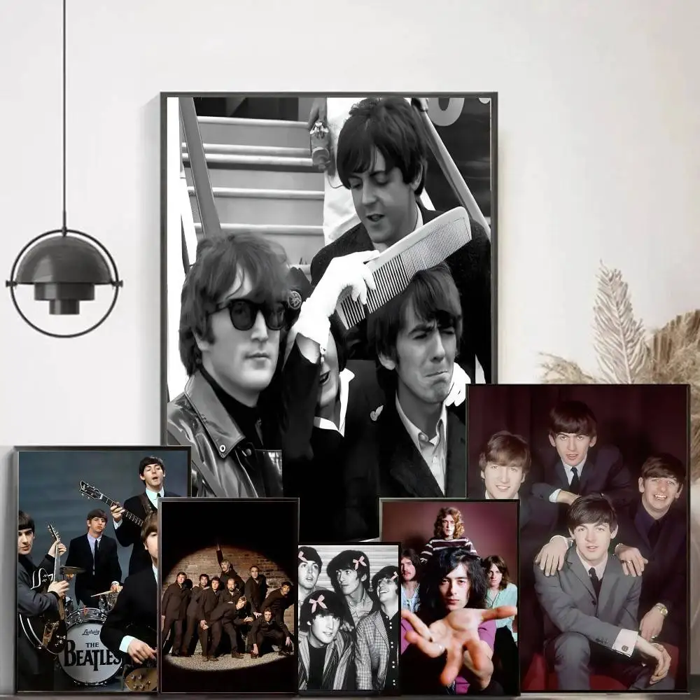Band The B-Beatles-s Abbey Road Poster Waterproof Wall Art Sticker For Bar Vintage Room Decor High Quality Print Gift