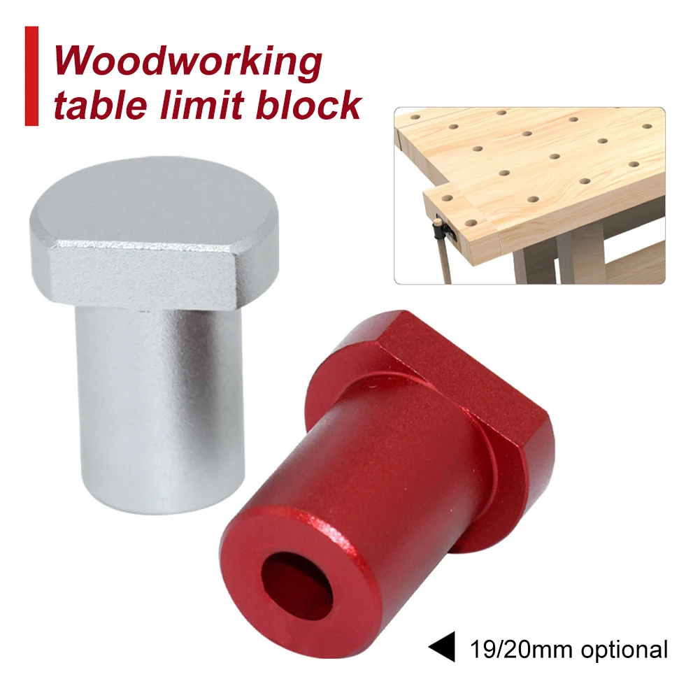 Aluminum Alloy Workbench Peg Brake Stops Bench Clamp 20mm Dog Woodworking Table Limit Block Workbench Workshop Tenon Stopper