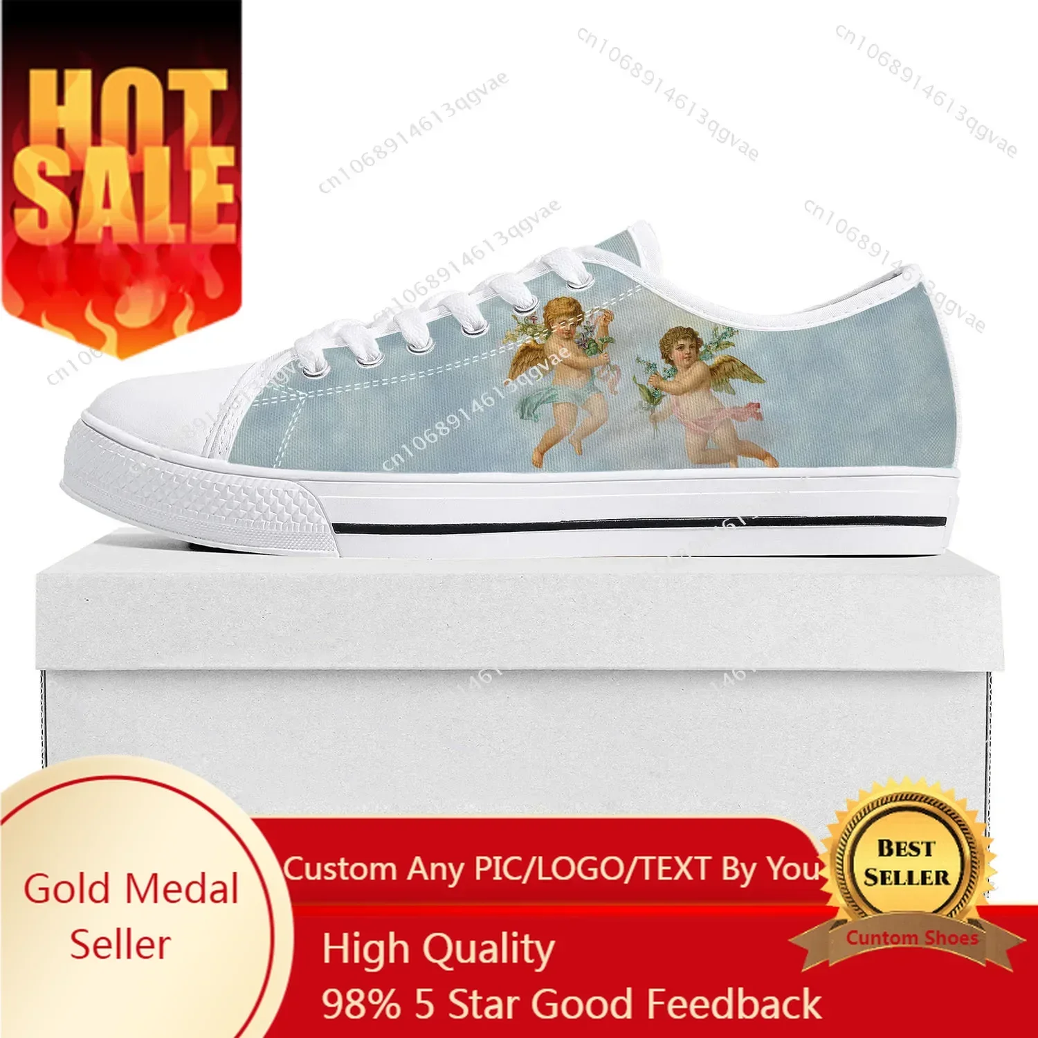 Angel Art Print Low Top High Quality Sneakers Mens Womens Teenager Canvas Sneaker Christian Vintage Angels Casual Couple Shoes