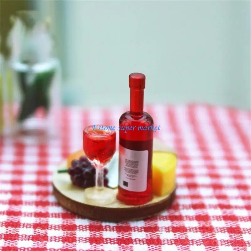 

090B 1:12 миниатюрная модель еды для вина и сыра, кондитерские игрушки, кукольные домики, кухонные украшения, пищевые аксессуары