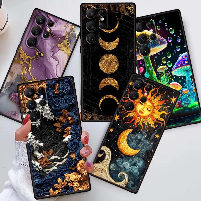 

Artistic landscape pattern Phone Case For Samsung Galaxy S25 S24 S23 S22 S21 S20 S10 Ultra Plus FE 5G Black Soft TPU Cover