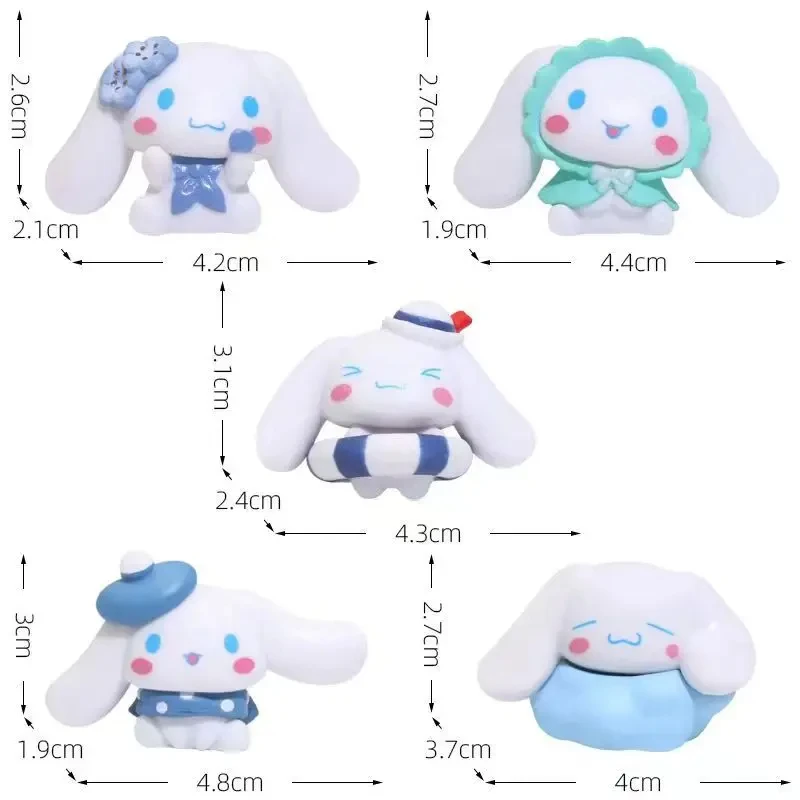 5pcs 3-4cm Action Figures Cinnamoroll Kuromi Melody Cartoon Peripheral Figures Personality Cute Room Decoration Gift image 4
