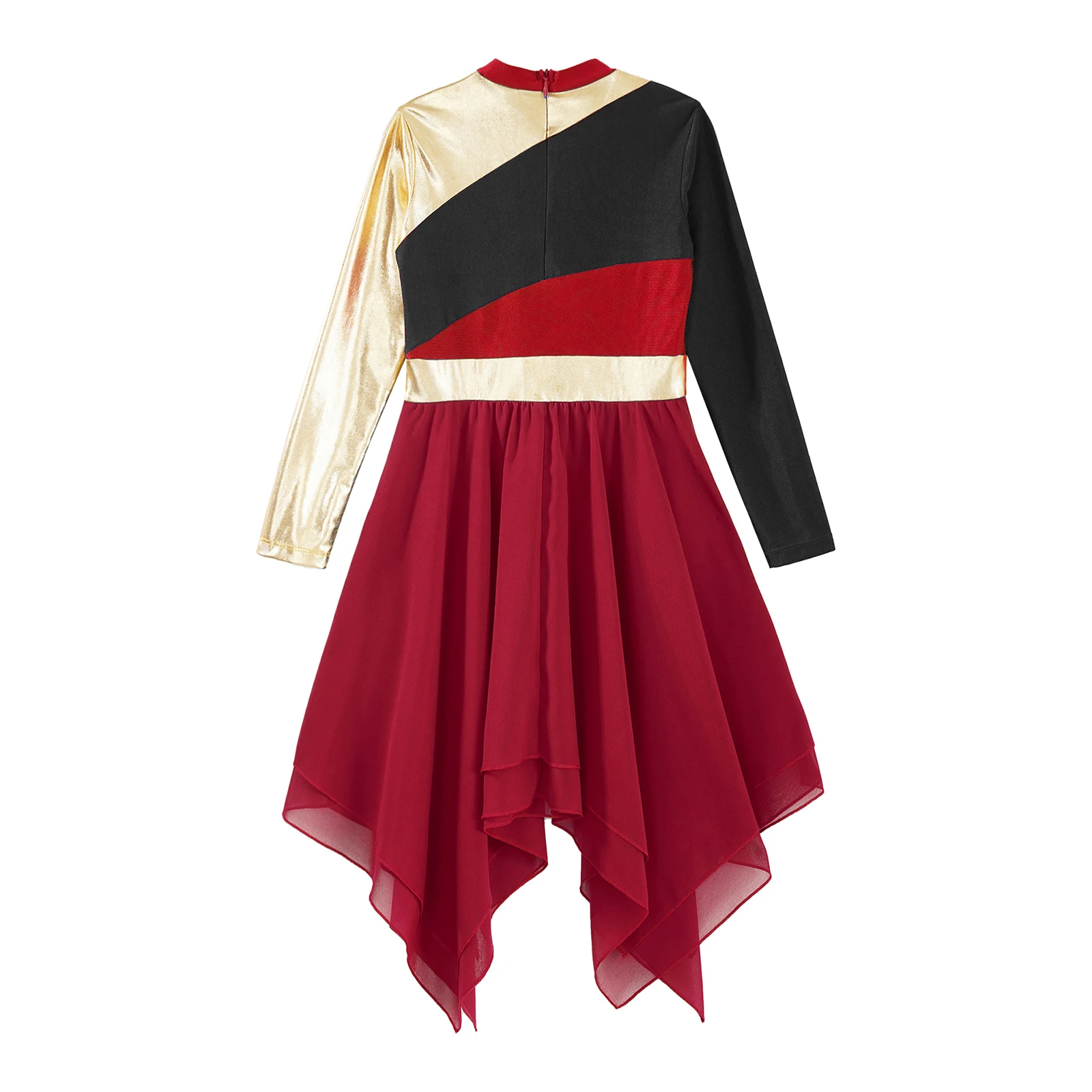 Big Girls Kids Church Robe balletto lirico culto Costume Color Block Stage Performance Dancewear abito da ballo di lode liturgica