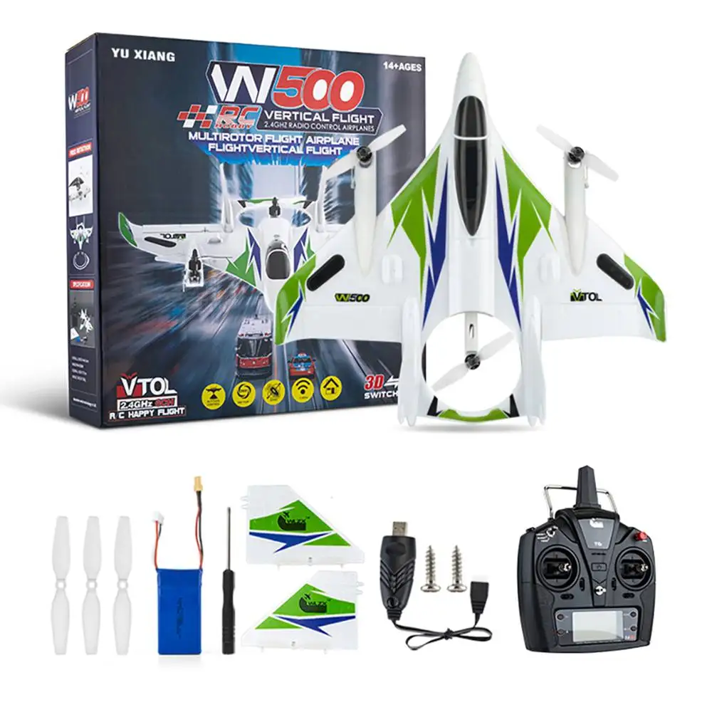 

W500 2.4G RC 6CH Brushless Glider Airplane with 6G Self-stabilized Flight Mode and 3D Stunt Toy Multiple Flight Modes Quadcopter