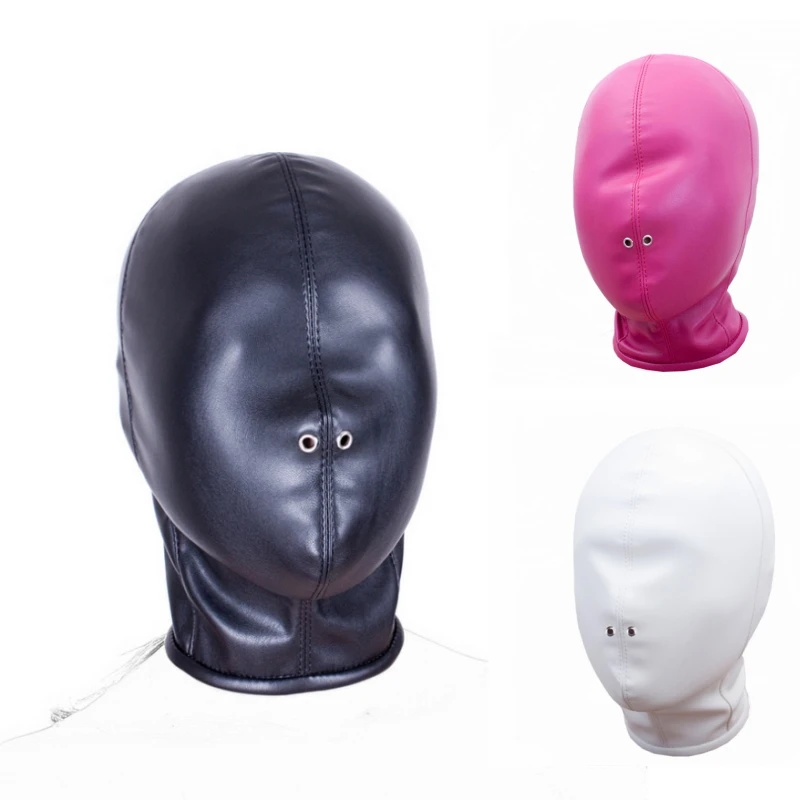 Rollenspel hoofddeksel kostuum van unisex volwassen cosplay volgelaatsmasker voor Halloween sexy PU lederen trekkoord volledige maskers kap