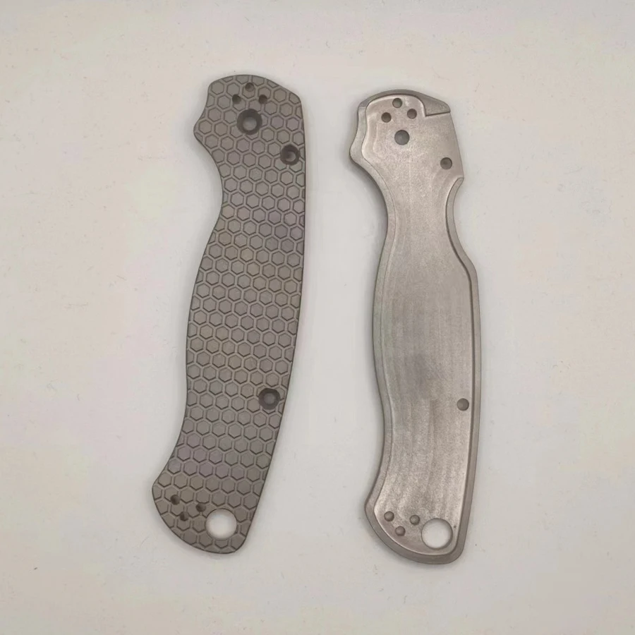 1 Pair Custom Made DIY Titanium Alloy Knife Handle Patch Anti-Slip for Spyderco Paramilitary C81 DIY Accessory