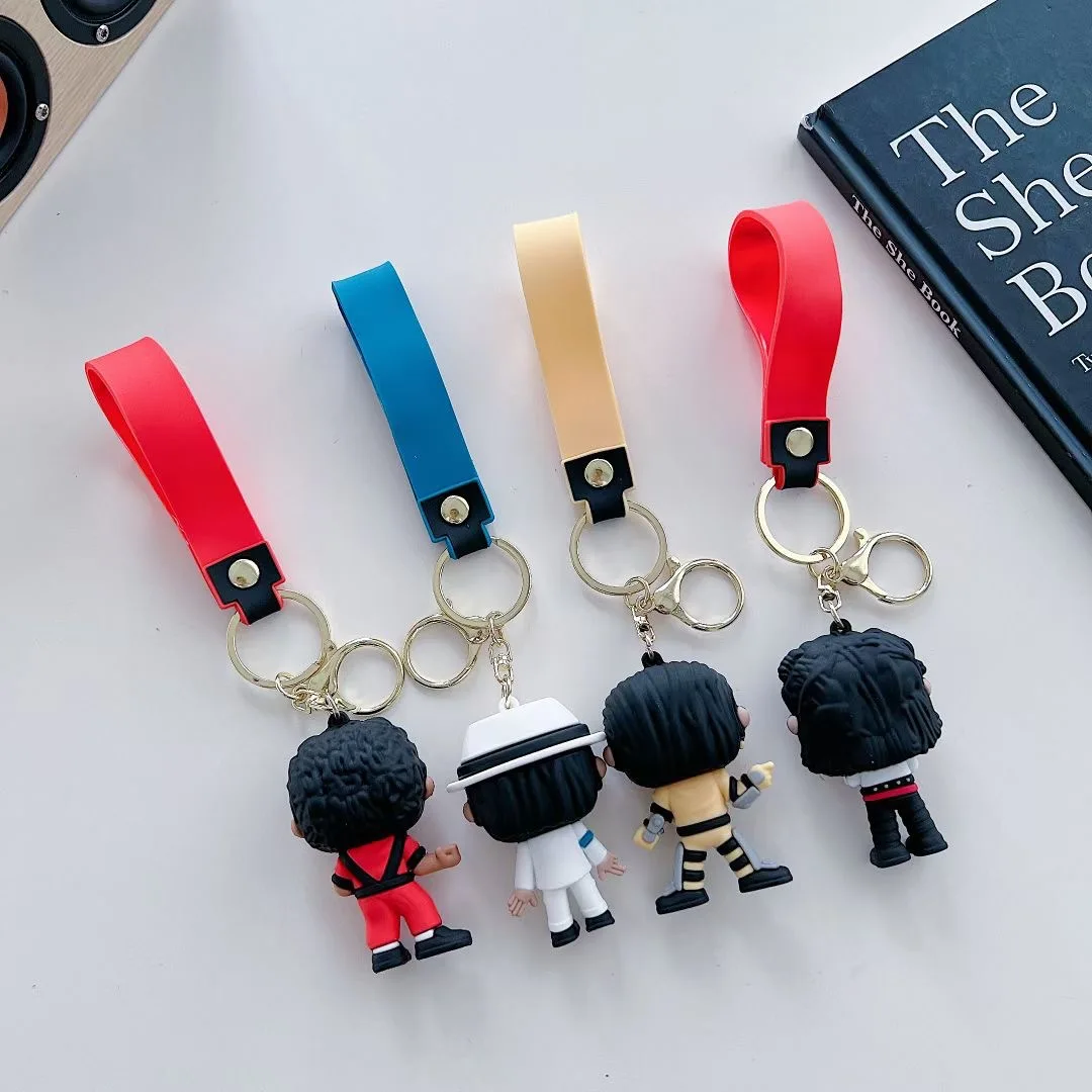 Creative King of Dance Michael Jackson Keychain Handmade Key Ring Holder Pendant Key Chains Men's and Women's Bag Accessories