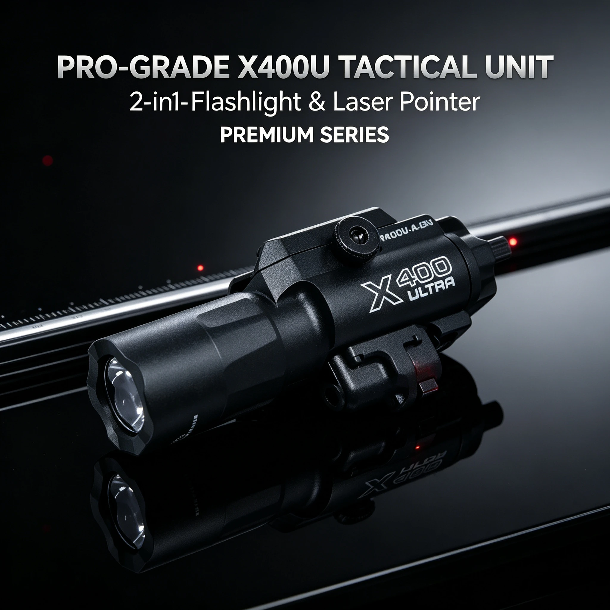 Hobby Model Outdoor Game Accessory, X400U 2-in-1 High Power Flashlight Laser Pointer Compatible with Standard 20mm Rail