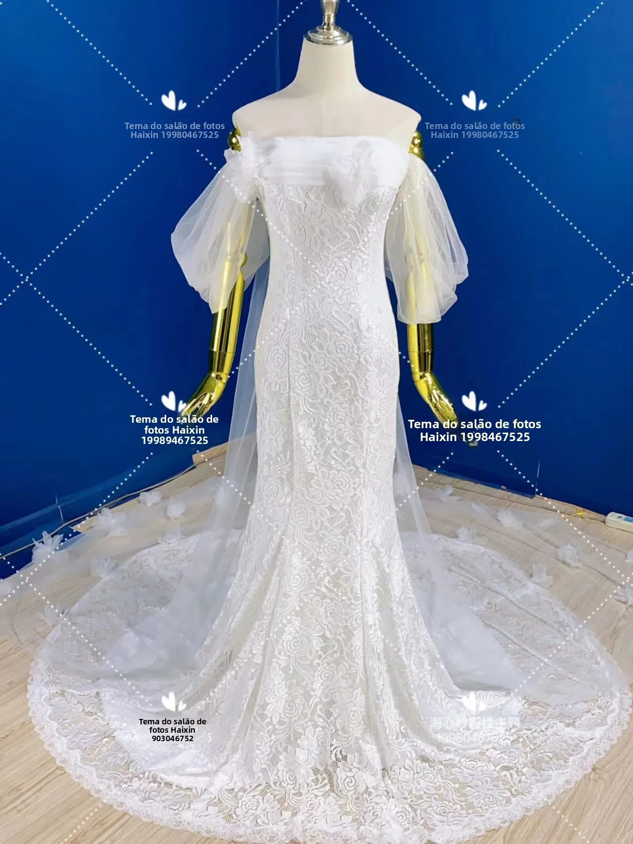 

White Lace Bridal Gown Fish Tail Wedding Dress Beautiful Outdoor Travel Photography Studio Theme Outfit Korean Style Wedding ...