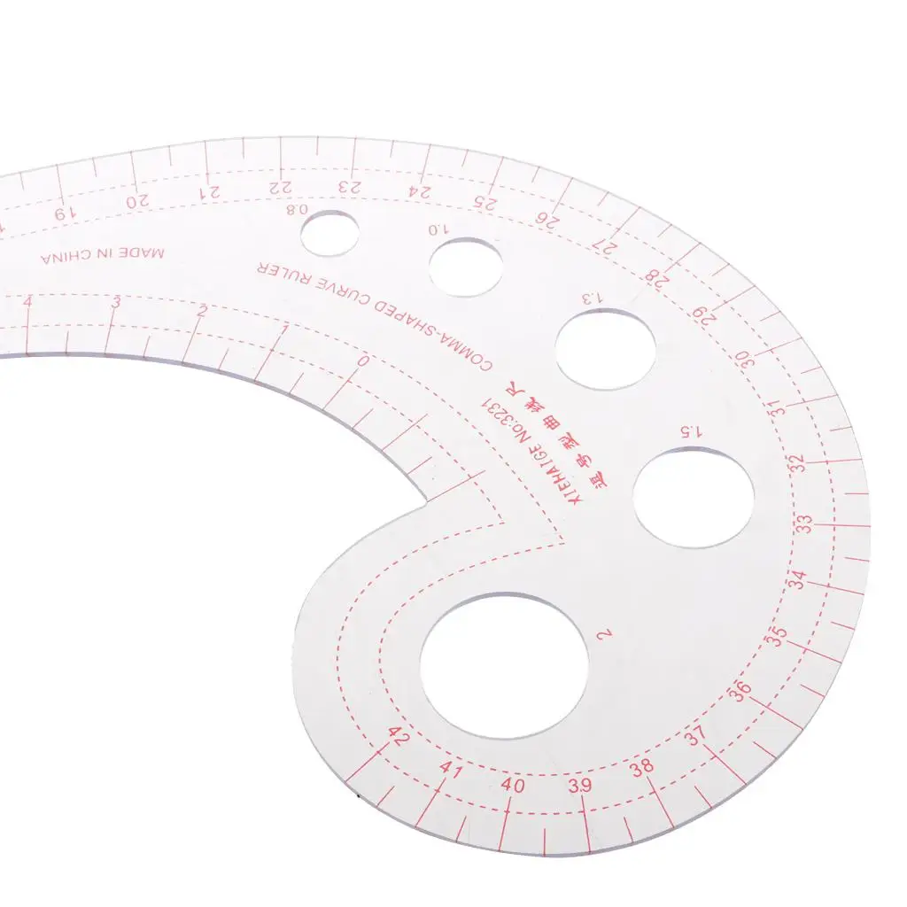 11.8'' Long Comma Shaped Curve Ruler Plastic Measuring for Sewing Dressmaker