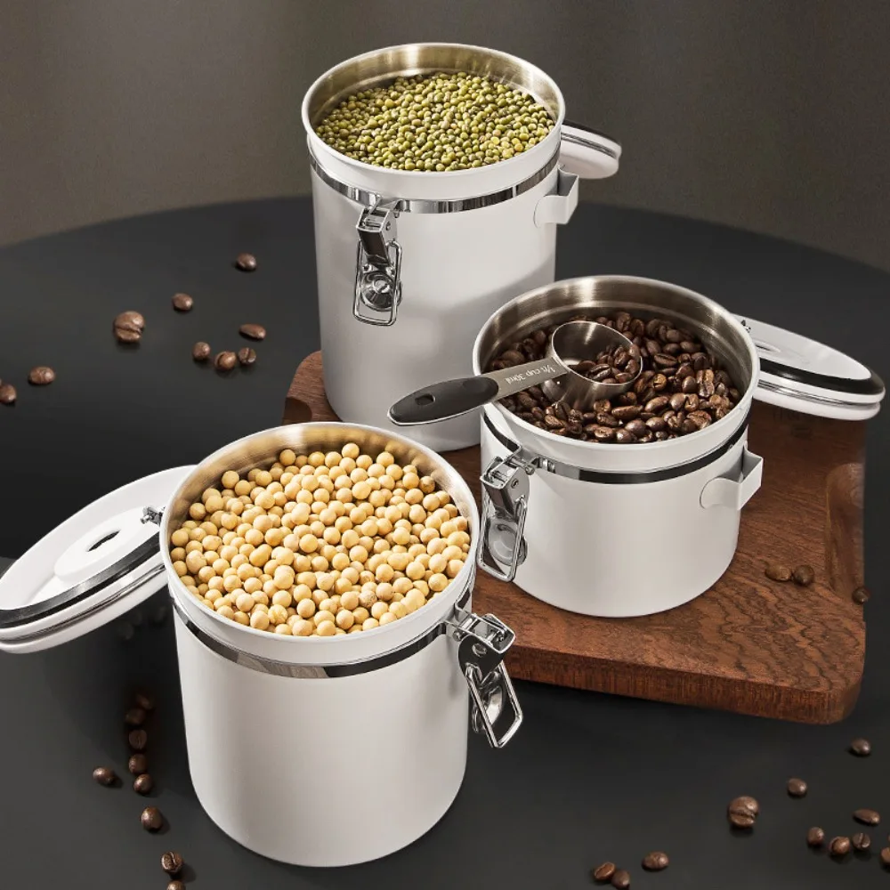 Coffee Bean Vacuum Sealed Canister with One Way Valve 304 Stainless Steel Storage Container for Coffee Powder and Milk Powder