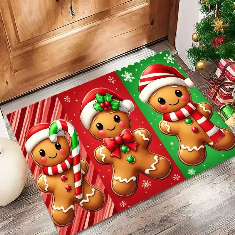 VIKAMA Cartoon Christmas Doormat—Durable and Non-Slip—Bathroom, Toilet, and Entryway Mat for Home and Decor