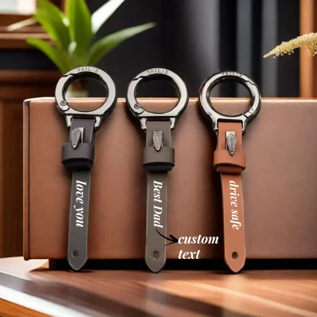 New 1pc Personalized Multifunctional Keychain Men Car Key Ring Leather Metal Pendant Custom Letter Name Couple Bag Accessories