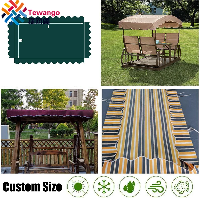 Tewango Custom Garden Oasis Two/Four Person Glider Swing Replacement Canopy Outdoor Snack Cart Cover 450 Denier Polyester Fabric