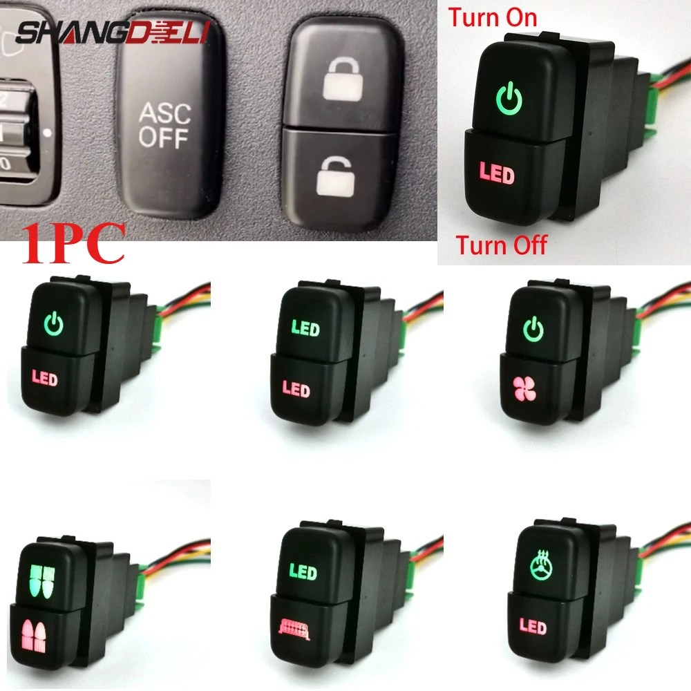 1 interruptor doble para coche, botón de interruptor de luz trasera delantera LED con cable para Mitsubishi Pajero V73 V93 Lancer Outlander ASX L200