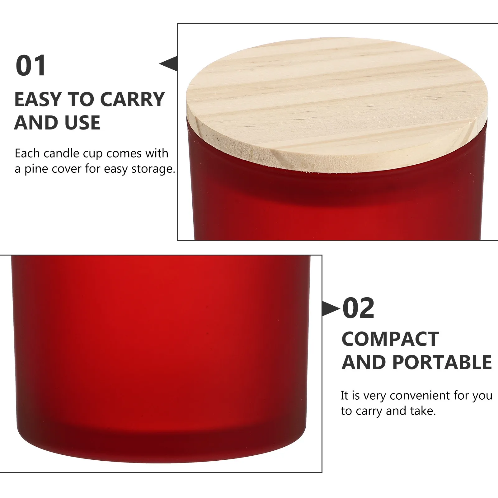 2Pcs Premium Glass Pine Cups Simple Elegant Holder for Aromatherapy DIY Candles Storage Wedding Banquet