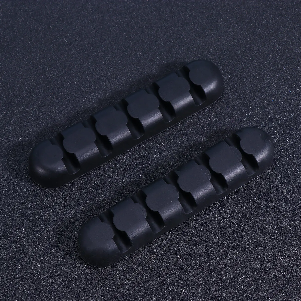 2Pcs Desktop Cable Organizer Sticker Data Line Manager Self Adhesive Cord Holder Multi-Slot Silicone Cable Storage for Home