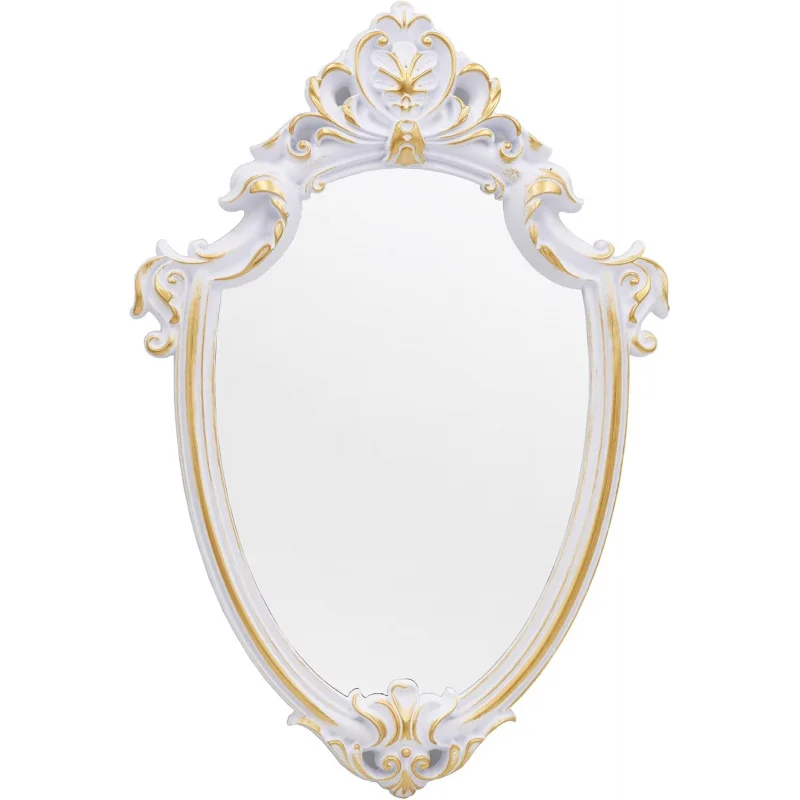 

Eaoundm 16.5 x 11 inch Vintage Mirror Antique Mirror Decorative Wall Mirror Shield Shape (White)