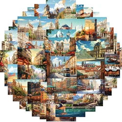 50PCS European Architecture Stickers Vintage For Gift DIY Kids Notebook Luggage Motorcycle Laptop Refrigerator Graffiti Decals