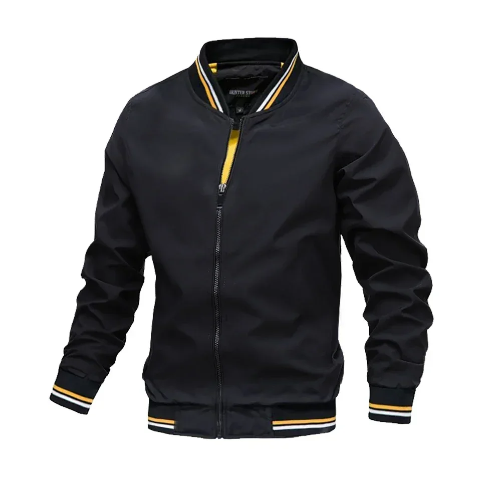 Giacca da uomo primavera autunno Golf Bomber giacca a vento Casual cappotto giacca militare con colletto alla coreana con cerniera Outwear di alta