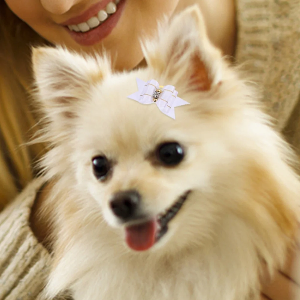 

10Pcs Halloween Pet Hair Bows Polyester Small Dog Bows Mixed Colors Durable Comfortable for Daily Festival Pet Grooming
